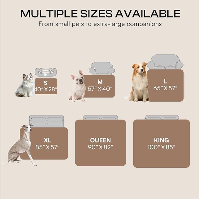 Luciphia Waterproof Pet Blanket, Liquid Pee Proof Dog Blankets for Sofa Bed Couch, Reversible Sherpa Fleece Furniture Protector Cover for Small Medium Large Dogs Cats,Khaki Large（65" x 57"）