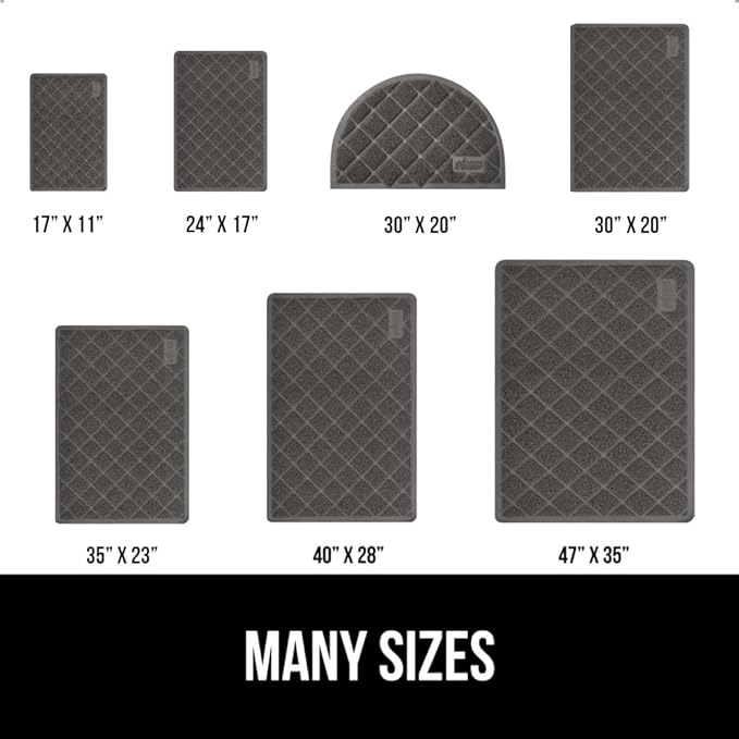 GORILLA GRIP Cat Litter Box Mat, 40x28, Water Resistant, US Designed Kitty Litter Trapping Mats, Easy to Clean, Scatter Control, Less Mess and Clean Floors, Kitten Supplies for Indoor Cats, Dark Gray
