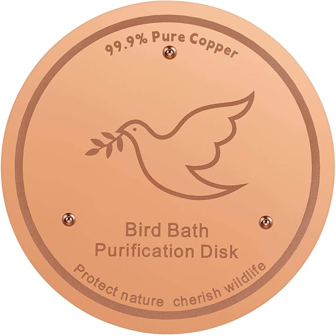 1Pack Bird Bath Copper Purification Disk | 0.6mm Reinforced 99.9% Pure Copper | Universal Fit for Outdoor Birdbaths(Birdbath Copper 1 Pack)