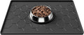 Pieviev 16''x12'' Dog Cat Food Bowl Mat, Silicone Waterproof Food Grade Pet Food Mat for Floor, High Raised Edge to Prevent Spills, Non-Slip & Easy Clean Pet Placemat for Dog & Cat Bowls, Black