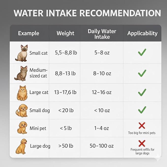 LucidShine 108oz/3.2L Stainless Steel Cat Water Fountain with 8 Replacement Filters（Up to 8-Month Supply）, Automatic Pet Drinking Fountain for Multi-Pet Households, Ultra Quiet Pump & Dishwasher Safe