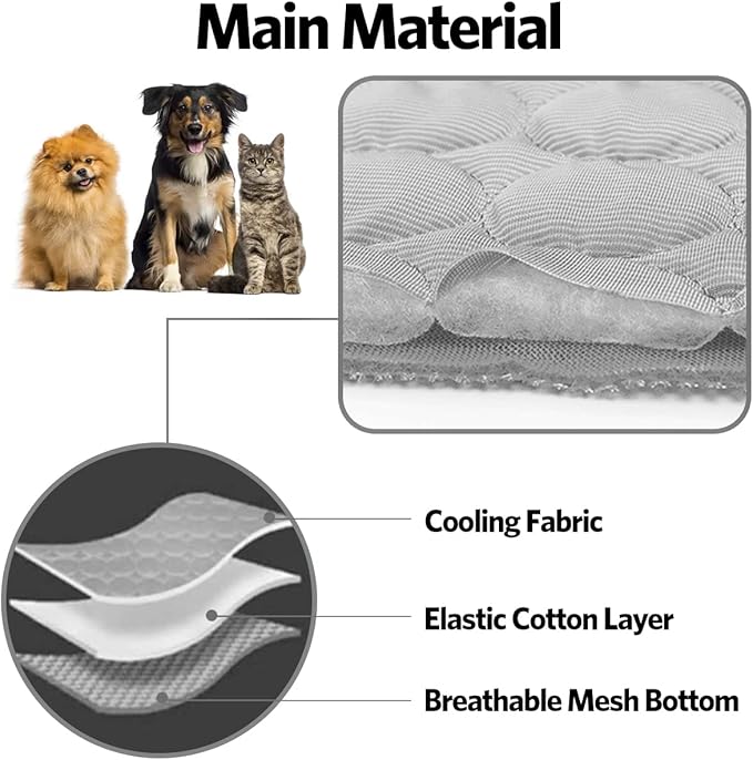 Dog Cooling Mat Pet Cooling Pads Dogs & Cats Pet Cooling Blanket for Outdoor Car Seats Beds (Grey, 22IN*28IN)