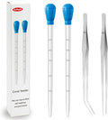 2 Piece Aquarium Coral Feeder with 2 Piece Stainless Steel Feeding Long Tweezers Syringe Spot Coral Feeder Reptile Feeding Tools for Aquatic Plant Reef Anemones Lionfish (Blue, Silvery)