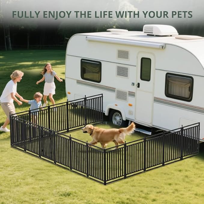 Dog Playpen Dog Fence Outdoor for Yard 47" H with 32 Panels Sturdy Portable Puppy Playpen for Indoor Outdoor RV Camping Use - Black Silver