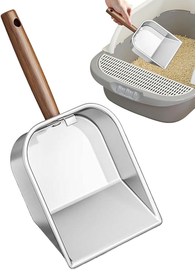 Wooden Cat Litter Scoop, Kitten Poop Shovel, 5.63x11.02 Inches Shovel with Deep Design, Durable Pet Tool, Hygiene Accessory with Ergonomic Handle, Litter Scoop for Apartment Home