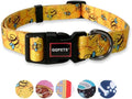 QQPETS Adjustable Soft Dog Collar: Print Flower Pink Multicolor Cute Patterns for XS Small Medium Large Pet Girl Boy Puppy Walking Running Training (L, Yellow Bee)