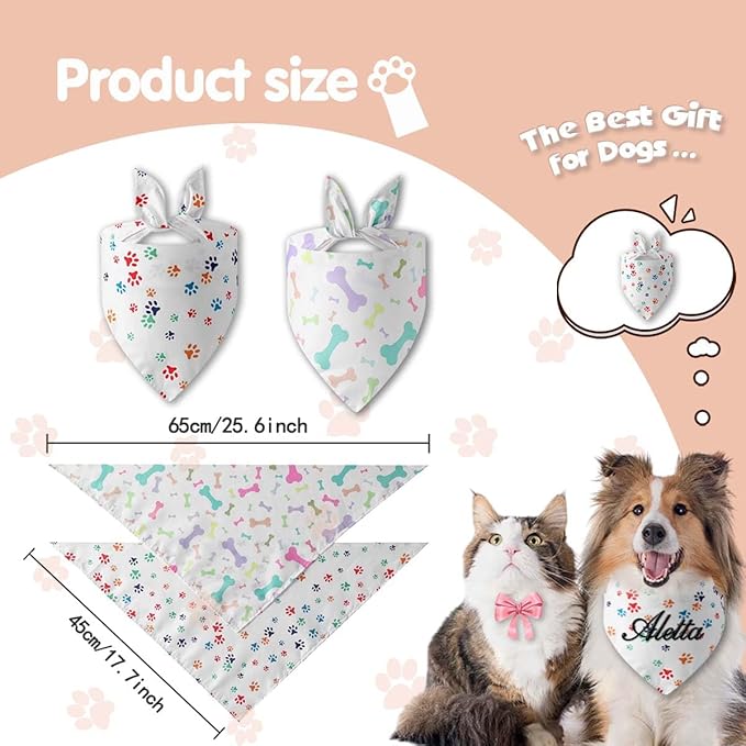Personalized Dog Bandana Easter Custom Pet Scarf with Embroidered Name Pet Custom Accessories for Small Medium Large Dogs Cats Pets Birthday Gift