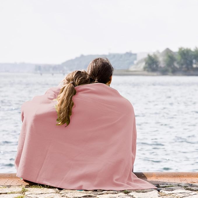 Fleece Throw Blanket Set Bulk for Travel Kids Outdoor Wedding Pet (Pink, Pack of 6 50x60 Inches)