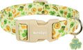 St. Patrick's Day Dog Collar,Light Green Puppy Collar with Lucky Shamrock,Adjustable Spring Cotton Collars Gifts for Small Medium Large Dogs,Dog Accessories S