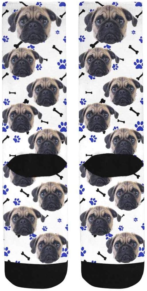 Custom Face Socks, Personalized Dog Lover Pet Photo Picture on Socks Unisex Athletic Crew Socks for Men Women