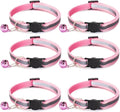 6 Pack Reflective Cat Collar with Bell, Breakaway and Safe Collars for Cats, Nylon, Pet Collar Adjustable19-32cm (Pink)