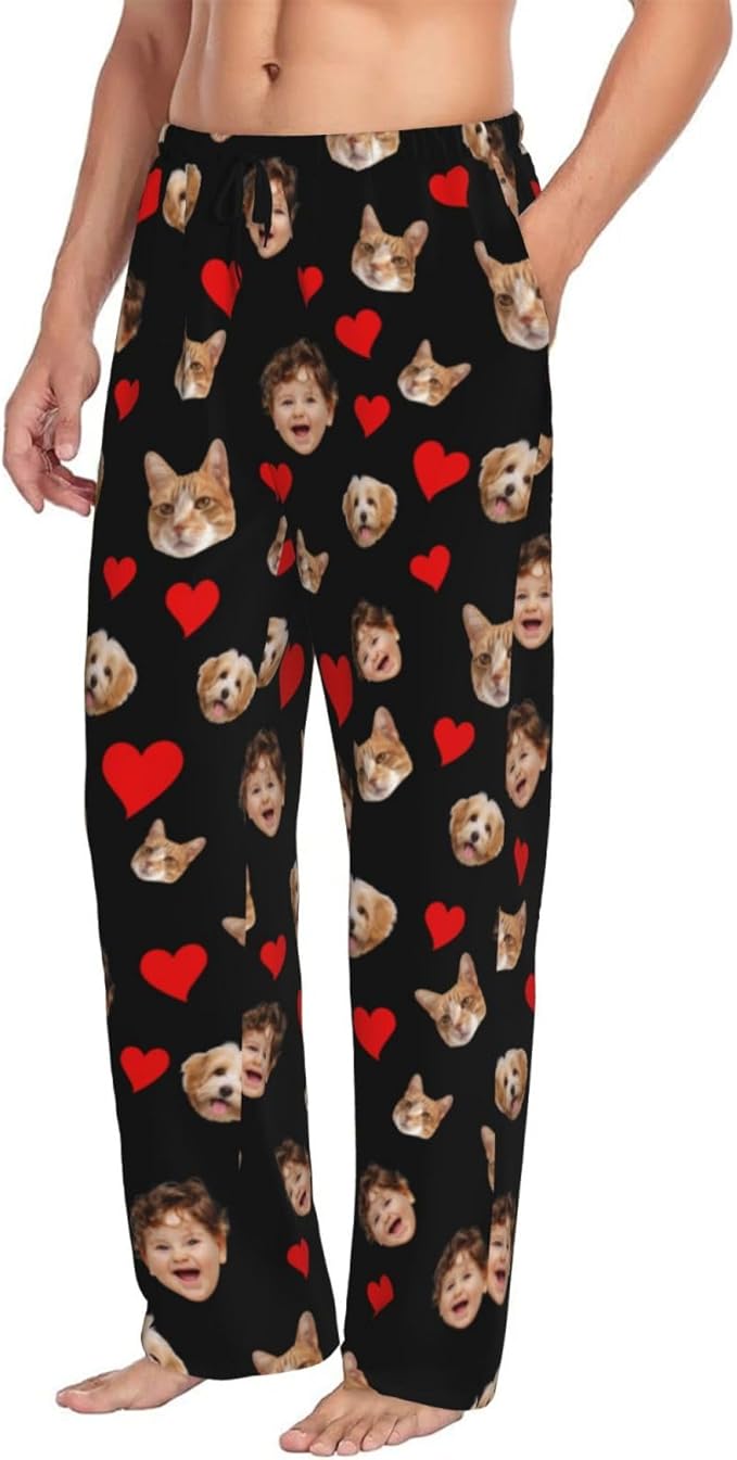 Custom Pajama Pants with Face customized PJ Pants Christmas Valentine gifts for Men Women