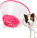 Pet Cone Recovery Dog Cone Adjustable Dog Collar Clear Padded Collar with Breathable Soft Edge, Plastic Puppy Cone Protect The Neck Surgery Recovery, Designed for Cats and Puppies (Large, Pink)