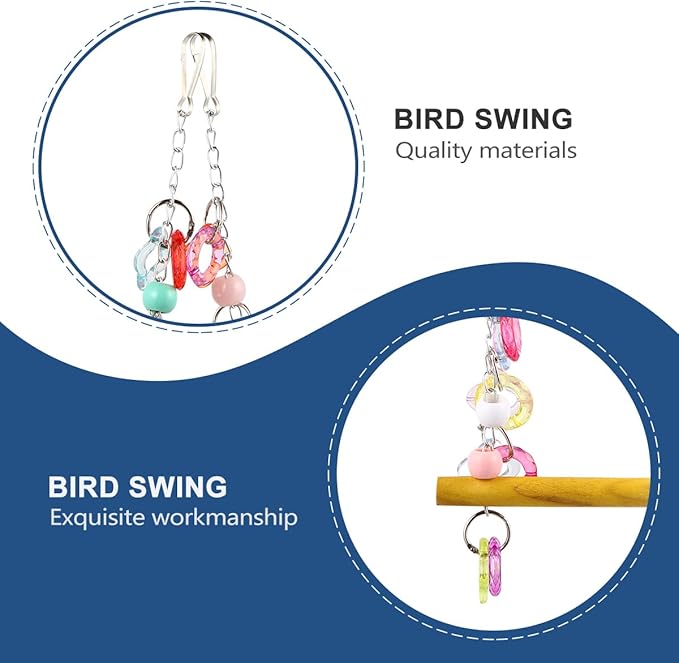FRCOLOR Pet Bird Swing Hanging Chewing Toy 7.87 Inch Wooden Parrot Stand for Cage and Garden Medium Small Parakeets Macaws Bird Play Rest