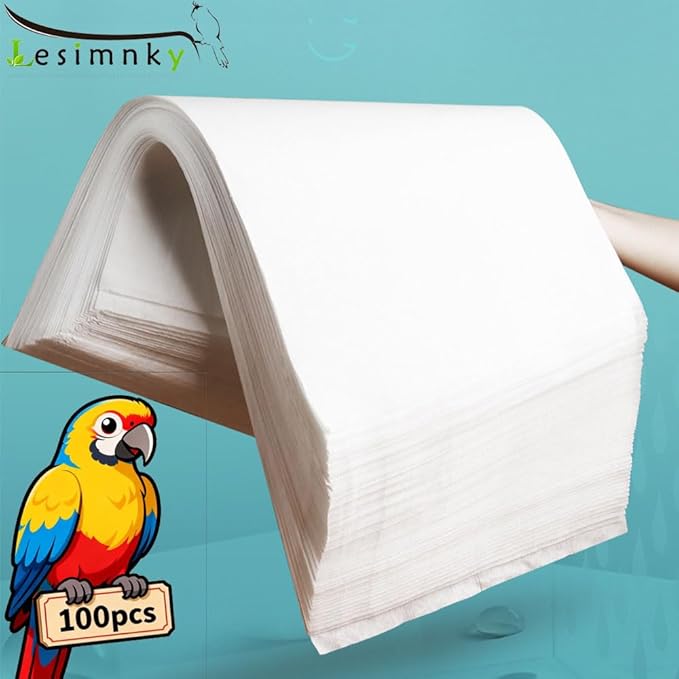 100pcs Bird Cage Liner Papers,11×20in Big Size Disposable Non-Woven Cage Paper Liners Precut Absorbent Cushion Pad Mat Accessories for Pet Bird Parrot