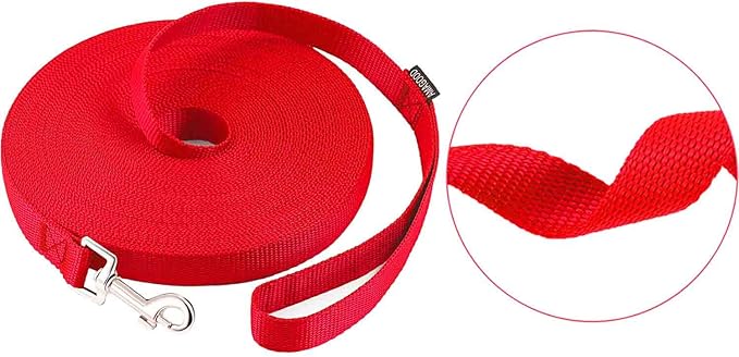 AmaGood Dog/Puppy Obedience Recall Training Agility Lead-15 ft 20 ft 30 ft 50 ft Long Leash-for Dog Training,Recall,Play,Safety,Camping (15feet, Red)