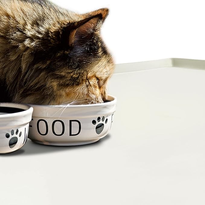 Dog Food Mat,Silicone Waterproof Food Tray,Non Slip Pet Bowl Mats Placemat,0.8" Raised Edge,Suitable for Most Small and Medium Sized Pets,28" x 18"