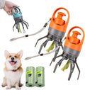 Quick Scoop Poop Scooper, Portable Dog Pooper Scooper, Easy Claw Pick up Tool for Dogs, Leak-Proof Waste Bag Holder for Outdoor Walks (Orange+Orange)
