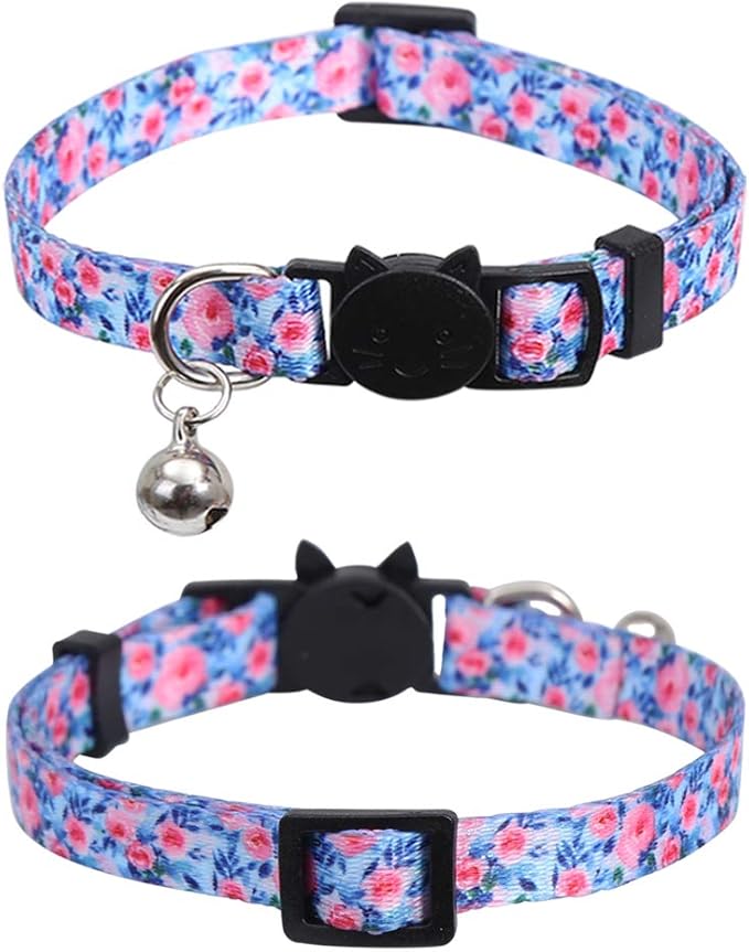 3 Pack Cat Collar Floral with Bell Breakaway Adjustable Flower for Cats Kitten