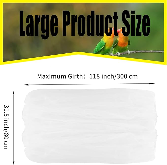 Bird Cage Seed Catcher Large Bird Cage Cover 118 * 31 inches Adjustable Net Cover,Nylon Mesh Birdcage Skirt Guard for Parrot Macaw Round Square Cages (1, White, 118 * 31 inches)
