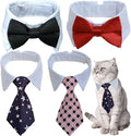 4 Pieces Pets Dog Cat Bowtie Pet Costume Adjustable Formal Necktie Collar for Cats Small Dogs Puppy Grooming Accessories Pink/Black