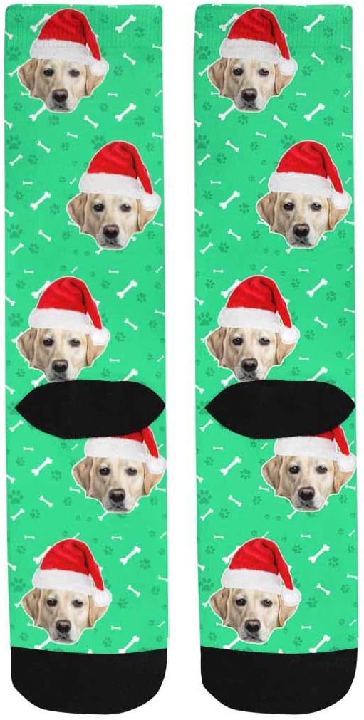 Custom Face Socks, Personalized Dog Lover Pet Photo Picture on Socks Unisex Athletic Crew Socks for Men Women