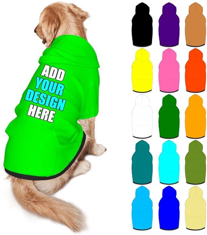 Custom Dog Hoodie Personalized Photo Text Logo Name Dog Clothes, Soft & Warm for Puppy Sweatshirt Hooded for Small Medium Large Dogs Girl/Boy Cats/Kitten, Lime, XL