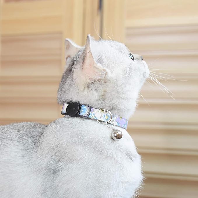 Breakaway Cat Collars with Bell, Set of 3, Durable & Safe Cute Kitten Collars Safety Adjustable Kitty Collar for Cat Puppy 7.5-11in (Purple,Red,Blue1)