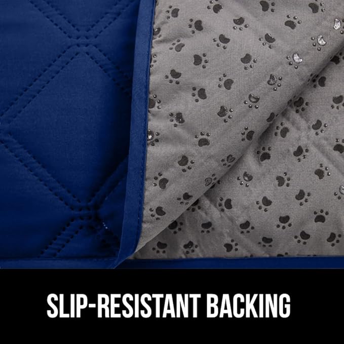 GORILLA GRIP Waterproof Bed Cover for Dogs, 82x82, Gripped Slip Resistant Backing, Leak Proof Washable Dog Blanket Covers Sofa, Couch, Sectional, Crate, Car, RV Seats, Pet Puppy Essentials, Navy Blue