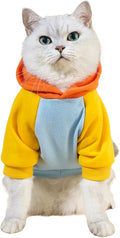 QWINEE Basic Dog Hoodie Sweatshirt Puppy Sweater Warm Cat Costumes Pet Clothes for Chihuahua Puppy Kitten Small Medium Dogs Orange and Blue Medium