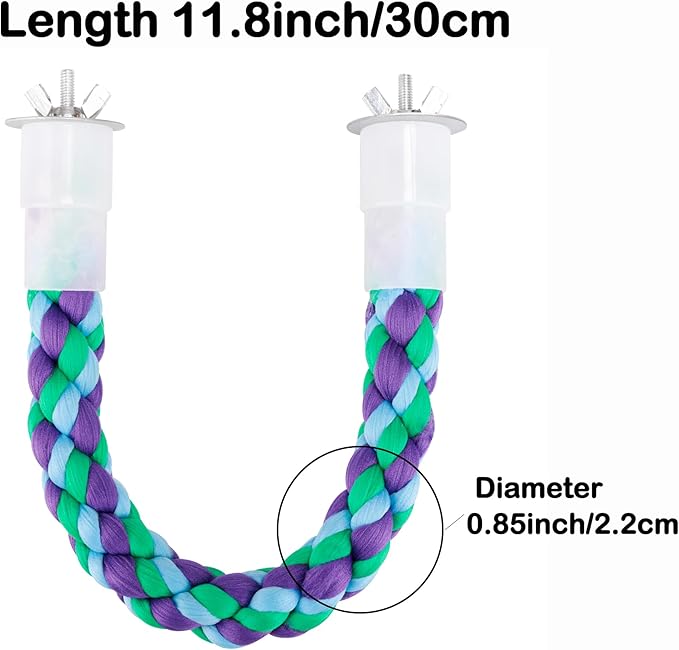2Pcs 11.8’’Bird Rope Perches,Bendable Climbing Standing Chew Cage Toys Unique&Simulate Natural Color Bungee Toys for Small to Regular Size Birds