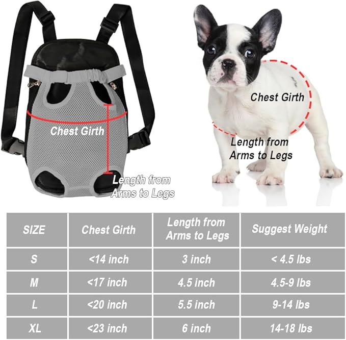 FEimaX Dog Carrier Backpack Pet Legs Out Front Cat Travel Bag, Adjustable Puppy Backpacks Carriers Hands-Free for Small Medium Dogs Cats Hiking Traveling Camping Daily Walking