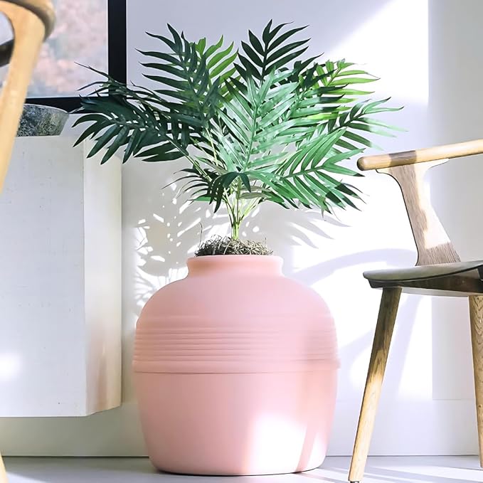 Good Pet Stuff Hidden Litter Box Planter, Decorative Cat Litter Enclosure with Carbon Filter, Artificial Plant, Easy Clean, Improved Design, Round Style, Base Kit, Blush Pink