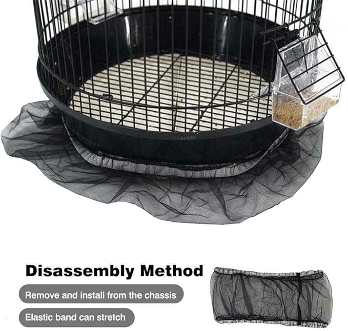 Universal Bird Cage Seed Catcher,Seed Catcher Guard Net Cover,Parrot Nylon Mesh Net Cover,Soft Airy Cage Net Stretchy Skirt for Round Square Cage