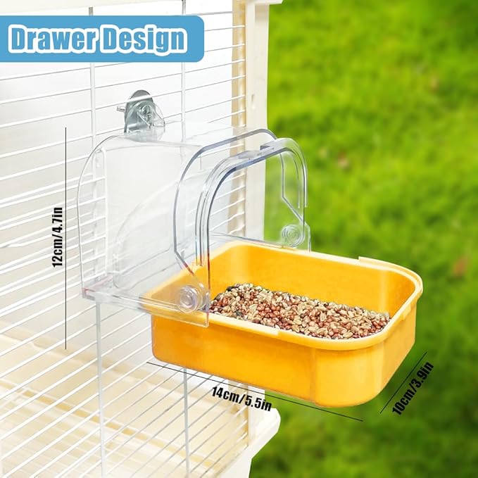 Bird Bath for Cage, Cleaning Pet Supplies Cockatiel Bird Bathtub with Hanging Hooks for Little Bird Parrots Spacious Parakeets Portable Shower for Most Birdcage (Beige)