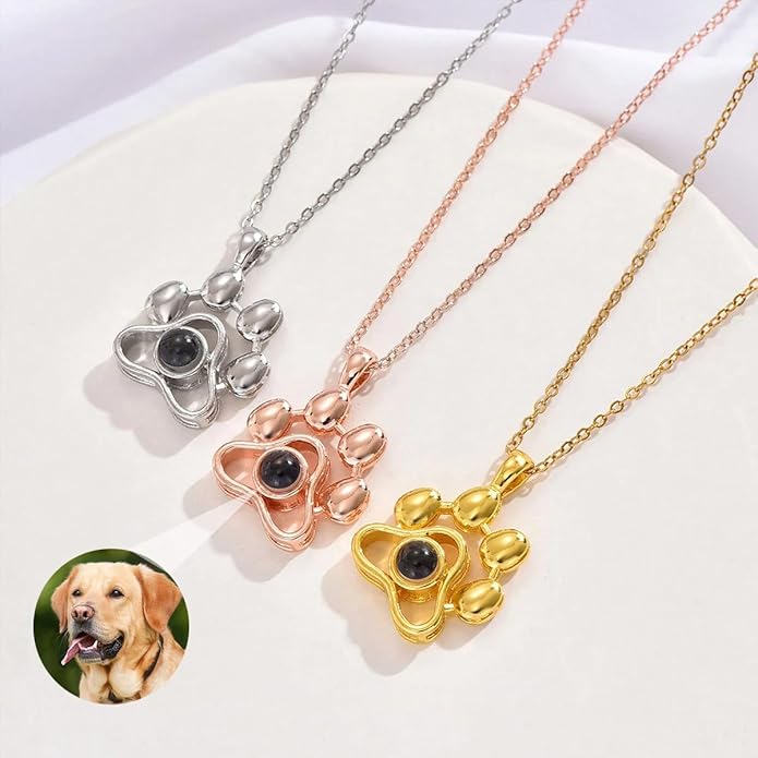 Personalized Cute Dog Cat Paw Name Necklace Forever Love Custom Heart Pendant Pet Name Necklace Gift for Pet Lovers