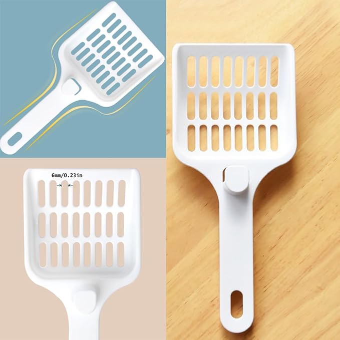 2 Pack Cat Litter Scoop Non-Stick Cat Sifting Litter Scoop Shovel with Hook Kitty Kitten Pooper Lifter Sifter Scooper for Cat Litter Box Clumping Litter Crystal Cat Litter Pellets
