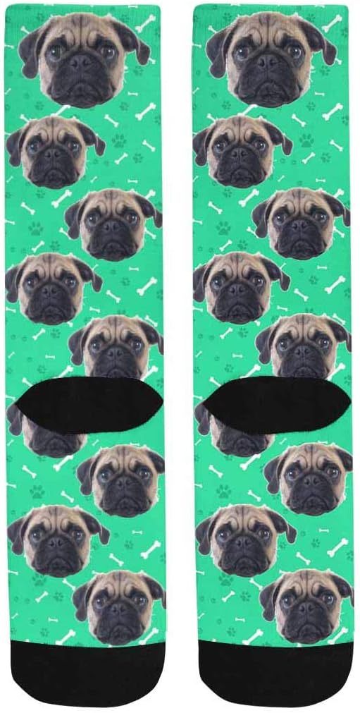 Custom Face Socks, Personalized Dog Lover Pet Photo Picture on Socks Unisex Athletic Crew Socks for Men Women