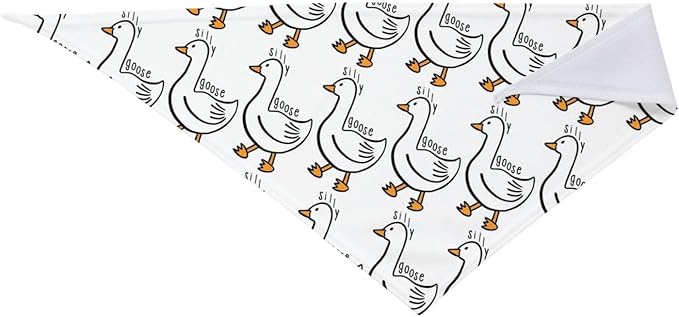 Silly Goose on The Loose Triangle Dog Bandana,Summer Bandana Funny Triangle Dogs Scarf Handkerchief Soft Adjustable Puppy Bandanas (White)