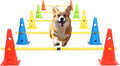 Dog Jump Agility Training Set Puppy Agility Training Hurdle 10 Cones & 5 Poles Combo for Backyard Adjustable Obstacle Training Course Equipment Outdoor Indoor