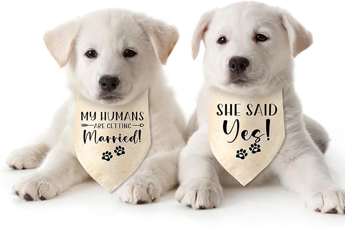 Engagement Gifts My Humans are Getting Married! SHE Said Yes! Pet Bandana Scarf Wedding Photo Prop Pet Accessories for Dog Lovers Owner Gift Engagement Party Bridal Shower Decorations