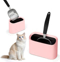 Heavy-Duty Cat Litter Scoop with Holder, Metal Cat Scooper and Detachable Trash Can,Aluminum Kitty Poop Shovel Captures All Clumps,Speed Sifter Litter Box Scooper and Caddy with Lid(Pink)