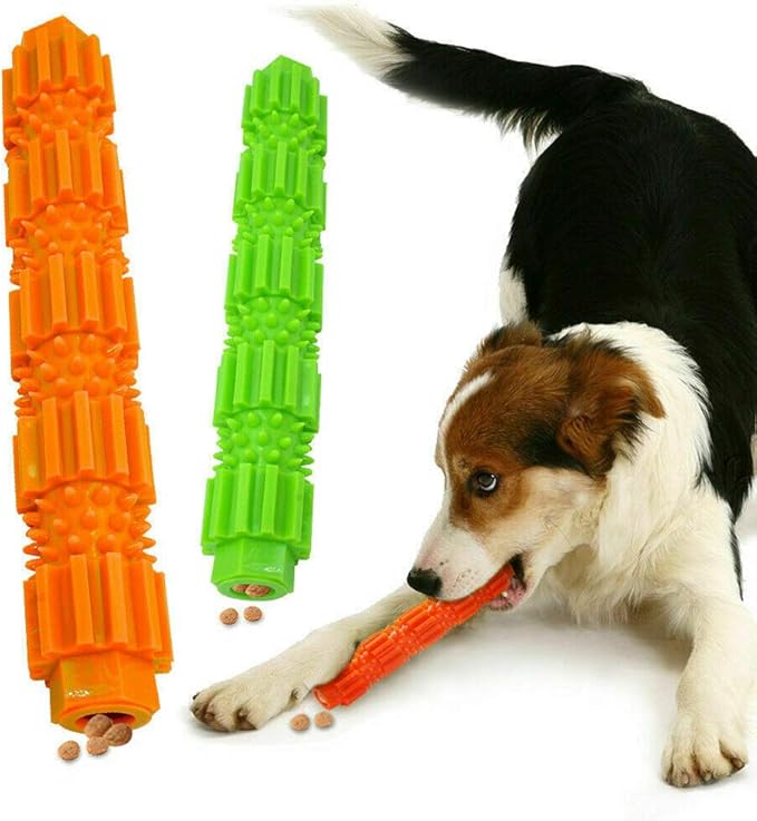 oAtm0eBcl Pet Dog Chew Toy, TPR Rubber Stick Puppy Chewy Toy for Aggressive Chewer, Teeth Cleaning & Slowing Feeding Toy for Dogs Orange S
