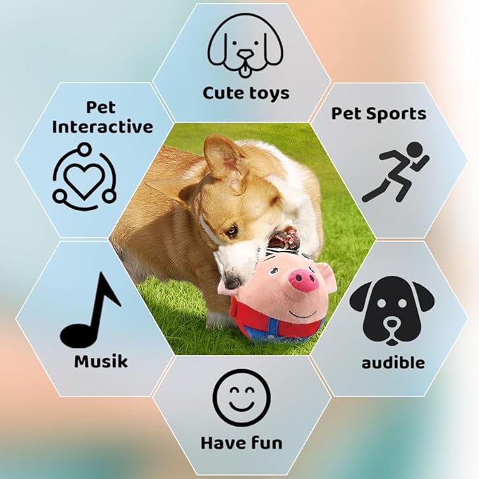 Interactive Dog Toys,Jumping Squeaky Dog Toys with Recording and Music Modes,Activated Dog Toy Moving Dog Toy for Small/Medium/Large Dogs to Keep Them Busy(Red Pig)