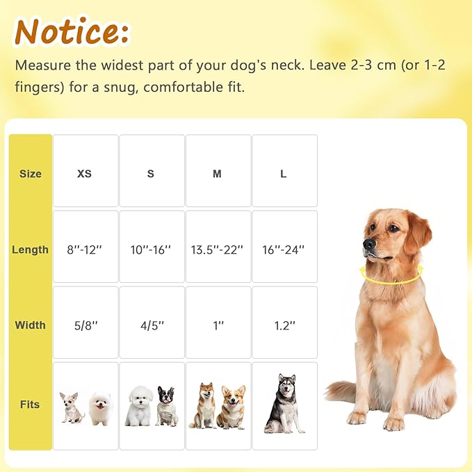 Yellow Dog Collar for Large Dogs, Spring & Summer Theme Large Dog Collars Featuring Bee Pollinating White Flowers Pattern, Adjustable Cotton Collar for Girl Boy Dogs -L