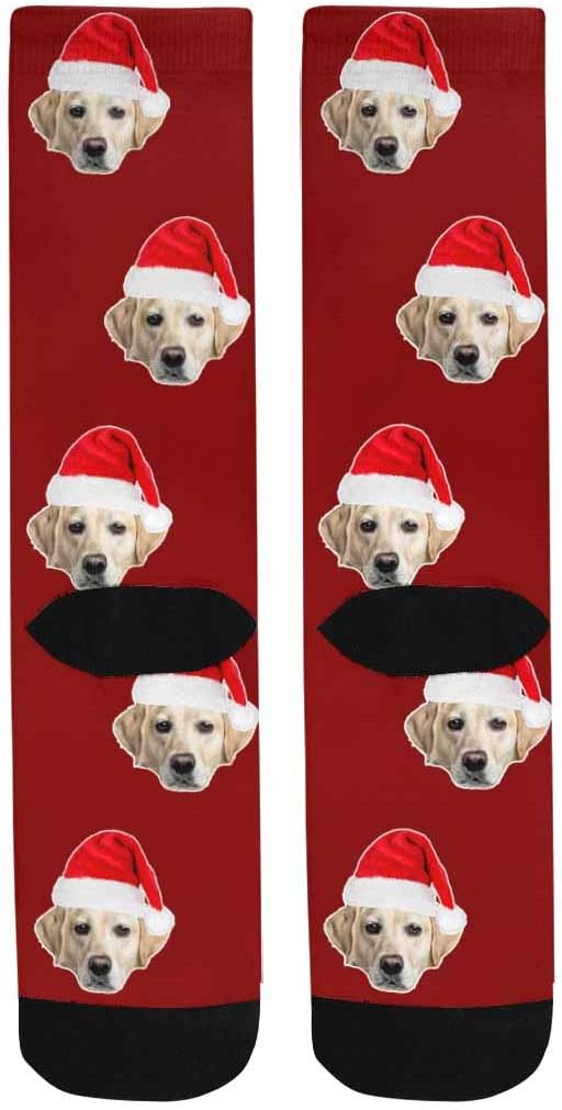 Custom Face Socks, Personalized Dog Lover Pet Photo Picture on Socks Unisex Athletic Crew Socks for Men Women