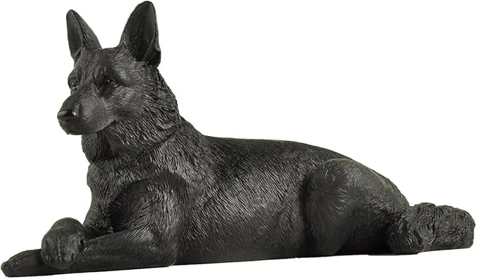 JFSM INC. 6" Black German Shepherd Dog Figurine – Hand-Painted Gift for Dog Lovers, Home Office Decor & Pet Bereavement Gift