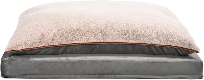 Amazon Basics Washable Dog Bed with Cooling Gel Memory Foam, Pressure-Relief Supportive Design, Anti-Slip Bottom, Machine Washable Removable Cover, Extra Large (40" x 30"), Grey