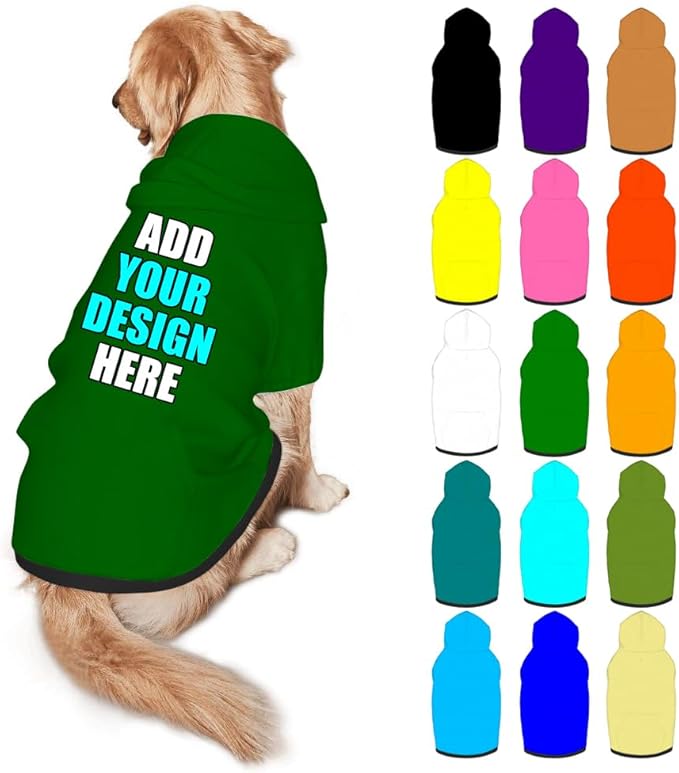 Customized Dog Hoodie with Name Logo Personalized Text Soft & Warm for Puppy Sweatshirt Hooded for Small Medium Large Dogs Girl/Boy Cats/Kitten, DarkGreen, L