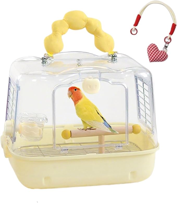 Bird Travel Cage – 12.32x9.06x9.17 inch Transparent Parrot Carry Bag | Bird Travel Carrier – Portable Pet Transport for Outdoor Walk Adventure Cockatiels Budgies Parakeets